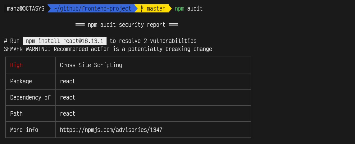 Vulnerabilidades: npm audit fix